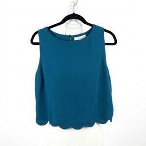 Sleeveless Scallop Hem Tank Top - Blue